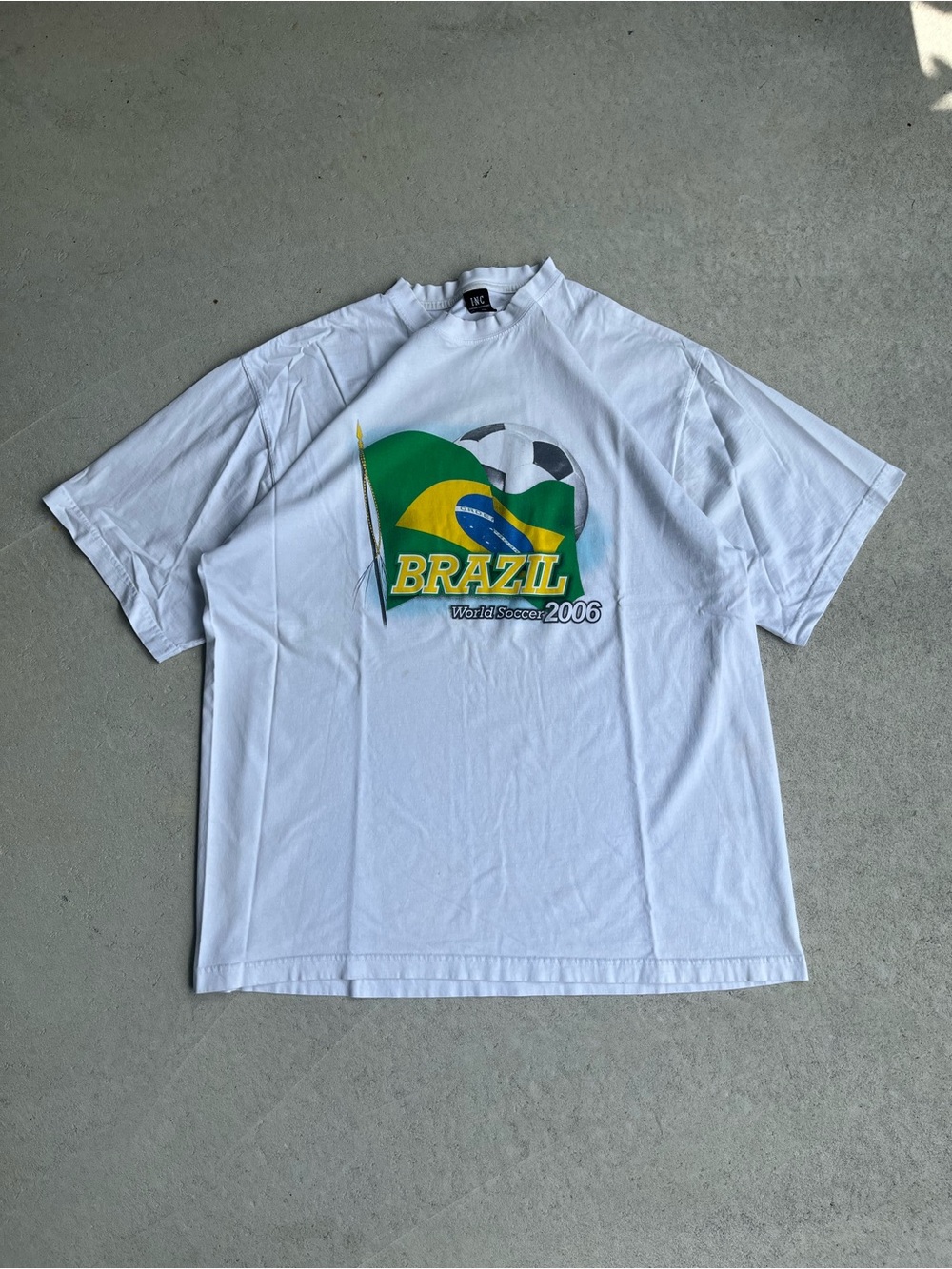 INC International Concepts White Brazil Graphic Short Sleeve Tee